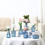 Bud Vases in Bulk 30, Blue Glass Vases for Centerpieces, Small Flower Vase for Centerpieces, Small Vase for Flowers, Mini Vintage Vases for Wedding Table Decor