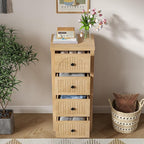 4 Drawer Dresser for Bedroom 36.81''Tall Modern Chest of Drawers with Fluted Panel Wood Storage Dresser Organizer with Deep Drawers for Nursery Living Room Hallway (1, Wood Color)