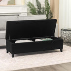 Joveco Storage Ottoman Bench, 51" Rectangle Long Bench, for Bedroom, End Foot of Bed, Living Room, Entryway, Line Black