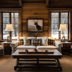 27.25'' Rustic Antler Table Lamp for Bedroom Nightstand Lamps with USB A + C Charging Ports Western Cabin Lamps for Living Room Home Office, Linen Lampshade, Single, Bulb Not Included