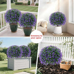 BAIJIALI Artificial Trees,2 Set of 16'' UV Resistant Fake Evergreen Shrubs Bushes Plants (Lavender, 2 Packs)