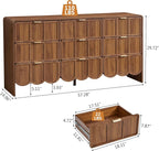 9 Drawer Dresser for Bedroom, Modern Closet Chest of Drawers with Wave Fluted Drawer, Wood Storage Small Dresser Organizer for Nursery Bedroom Living Room Hallway Closet (Walnut)