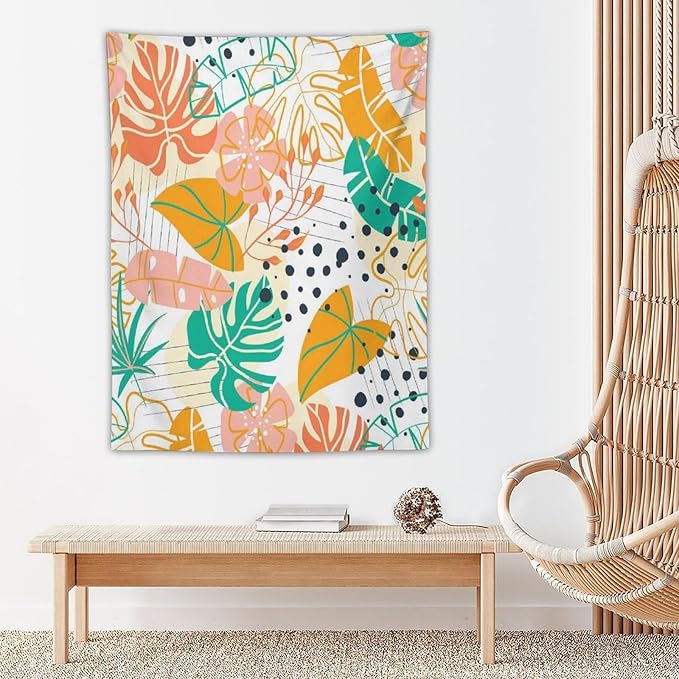 ICMOLYYENLO Tropical Palm Leaves Wall Tapestry, Wall Art for Room Decoration Beautiful Wall Hanging for Bedroom Living Room Dormitory Apartment 40x60 Inch