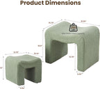 Ottoman Set of 2 Vanity Stool Chair Seating Backless Modern Foot Rest Teddy Velvet Small Footstool Ottoman for Makeup Room Living Room Bedroom Entryway,(2-in-1) Green