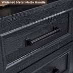 ACCOHOHO 18" Farmhouse Nightstand Set of 2 with Charging Station,End Table with 2 Drawers Storage,Side Table,Bedside Cabinet for Bedroom,Living Room, Black