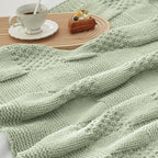 Amélie Home Chenille Knit Throw Blanket for Couch, Checkered Texture Decorative Soft Blanket for Sofa, Bed & Living Room, 60"x80", Sage Green