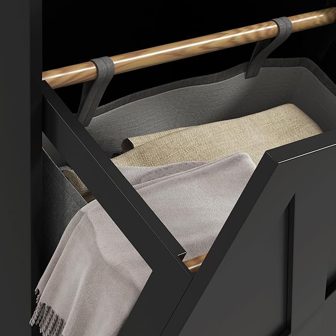 HOMCOM Tilt Out Laundry Hamper Cabinet with 2 Removable Baskets, Freestanding Bathroom Storage Cabinet with 2 Drawers, Trash Can Cabinet for Living Room, Laundry Room, Black