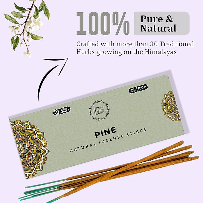 Raajsee Pine Incense Sticks 100 Gm Pack-100% Pure Organic Natural Hand Rolled Free from Chemicals-for Church,Aroma Therapy,Relaxation,Meditation & Sensual Therapy