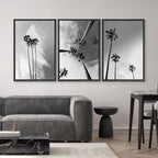 SIGNWIN 3 Piece Framed Canvas Wall Art Black and White Palm Tree Canvas Prints Home Artwork Decoration for Living Room,Bedroom - 16"x24"x3 Panels