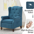 Wingback Recliner with Massage and Heat Tufted Fabric Push Back Recliner Chair for Living Room Vintage Wingback Chair with Remote Control, Padded Cushion, Backrest, Wooden Legs