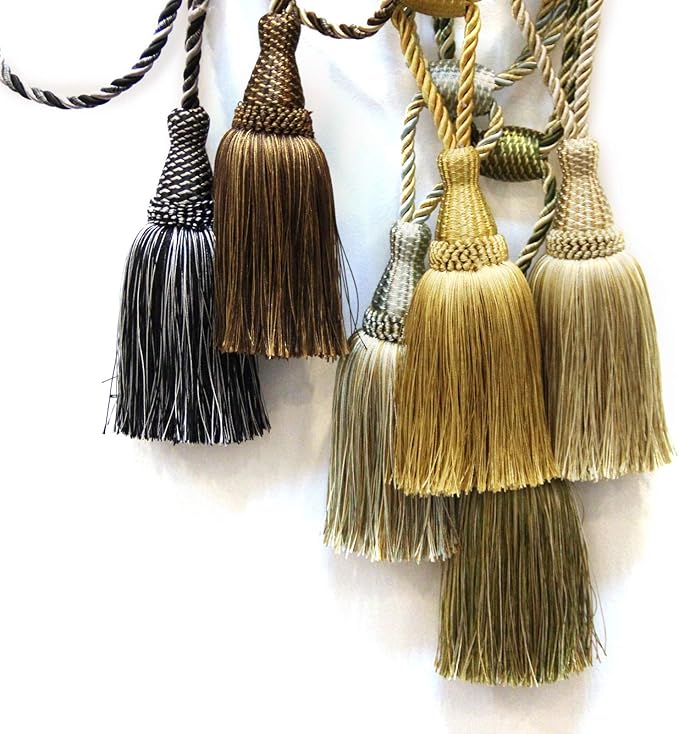 Fenghuangwu Curtain Tiebacks Handmade Elegant Curtain Tie Backs Holdbacks with Tassel for Home Office Decor 2 Pack - Dark Coffee