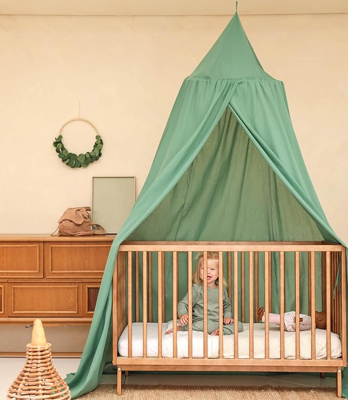 Green Kids Bed Canopy for Child Bedroom | Nursery Crib Hanging Curtain | Baby Mosquito Net Bedding for Girls & Boys Play Room Decoration | Reading Nook Canopies Toddler Dome Tent