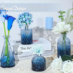 24Pcs Blue Glass Bud Vases Set, Small Vases for Flowers, Perfect for Centerpieces at Parties, Baby Showers, Weddings, Events, Graduation Season, Great Gifts for Office & Home Décor