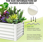 Galvanized Raised Garden Bed Outdoor, 2 Pcs 6x3x1.5FT Outdoor Large Planter Raised Beds Open Base with Safety Edge and Glove for Vegetables Flowers Ground Planter, White