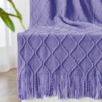 inhand Knitted Throw Blanket for Couch and Bed, Soft Living Room Home Decor Knitted Blanket with Tassel, Outdoor Lightweight Breathable Summer Blanket, Farmhouse Warm Woven Decorative, 50"x60"