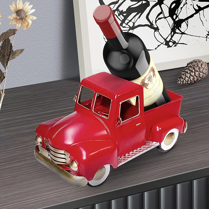Red Vintage Metal Truck Decor, Red Christmas Truck Decor , Decorative Trucks For Your Home Kitchen, Bedroom, Office, Living Room, Bathroom, & Holiday Shelf Farmhouse Centerpiece Table Decorations