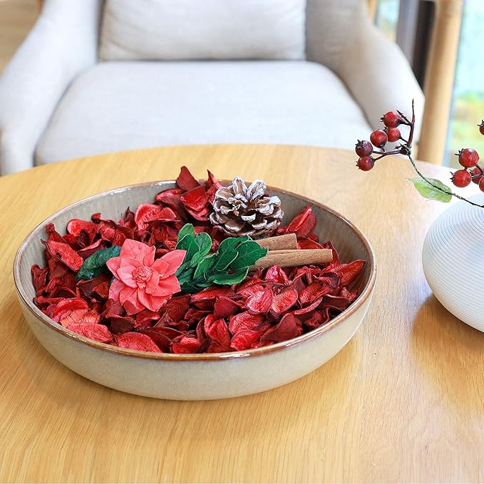 Qingbei Rina Christmas Potpourri Bags,Cinnamon Scented Potpourri Bowl Filler,Red Decorative Dried Flowers Home Fragrance Sachet,Winter Holiday Vase Filler Decor,8.4 oz