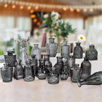 Glass Bud Vases Set of 20, Small Flower Vase in Bulk for Centerpieces, Mini Vintage Grey Vases for Rustic Wedding Vintage Home Table Decor
