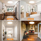 2PACK LED Flush Mount Ceiling Light Fixture, 3000K-4000K-6500K & 150W Equivalent Modern Kitchen Recessed Ceiling Lamp 24W 3200Lm 12Inch Closet Round Surface for Bathroom Laundry Bedroom Hallway