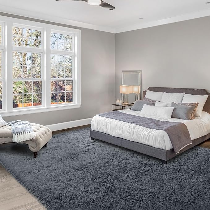 Large Rug for Living Room 10x12: Area Rug 10x12 Grey Rugs for Living Room - Shag Rug 10x12 Soft Plush Fuzzy Modern Indoor Shaggy Carpet for Bedroom.