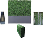 AGPL Upgraded Artificial Boxwood Hedge Wall with Gray Color Planter Room Divider and Privacy Wall Backdrops (48" H 48" W 12" D)