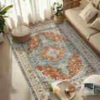 Topllen Washable Area Rug - 3'x5' Boho Bedroom Rug Indoor, Non-Slip Low-Pile Rugs for Living Room Bathroom Kitchen Front Door, Entry Throw Carpet Stain Resistance (Rust, 3x5ft)