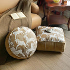 Unstuffed Pouf Cover Ottoman Footrest Animal Foot Stool Floor Bean Bag Floor Chair Storage for Living Room Bedroom Home Decor (Brown, 20 x 20 x 8 Inches Sqaure)