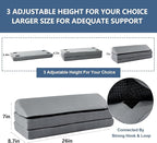 HOMBYS 3-in-1 Adjustable Height Wedge Pillow, 7" Height Leg Knee Pillow for Side Sleepers & Aligns Spine, Supportive Bolster Pillow for Pregnancy Relieves Pressure Hip Leg Elevation, 26", Light Grey