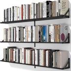 Heimlove 48 Inch Large Wall Bookshelves Set of 3, Wall Mounted Bookshelves,Heavy Duty Wooden Shelves for Living Room,Bedroom,Kitchen,Laundry Room Storage & Decor