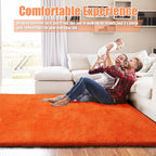 Shag Area Rug for Bedroom 5x8,Orange Fluffy Area Rugs for Living Room,Soft Fuzzy Rug Non-Shedding Indoor Plush Carpet for Kids Bedroom Nursery Dorm Home Decor