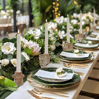 Double Sided Vintage Ribbed Taper Glass Candle Holders,Tea Candle Holder for Table Centerpieces, Wedding Decorations and Dinner Parties (Gold, 3 PCS)