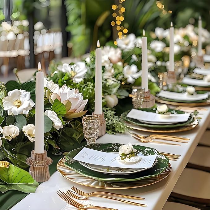 Double Sided Vintage Ribbed Taper Glass Candle Holders,Tea Candle Holder for Table Centerpieces, Wedding Decorations and Dinner Parties (Gold, 3 PCS)