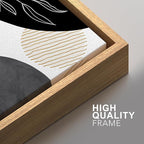 SIGNFORD Framed Canvas Print Wall Art Set Mid-Century Nordic Geometric Ring Plants Abstract Shapes Illustrations Modern Art Decorative Bohemian for Living Room, Bedroom, Office - 16"x24"x2 Natural