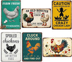 6 Pack Chicken Coop Signs – Vintage Farm Accessories Funny Metal Tin Signs for Outdoor Chicken Coop Decor, Farmhouse Wall Art, Rustic Barn Yard Decorations, 8x12 Inch