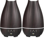 HealthSmart Essential Oil Diffuser, Cool Mist Humidifier and Aromatherapy Diffuser with 500ML Tank Ideal for Large Rooms, Adjustable Timer, Mist Mode and 7 LED Light Colors, Brown (Pack of 2)