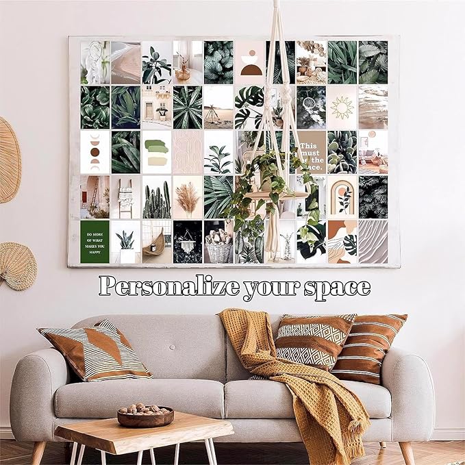 NGETC 50PCS Wall Collage Kit Double-Sided Printed Botanical Illustration Tarot Aesthetic Pictures Retro Wall Art Hippie Room Wall Decor Boho Postcards Pack Nature Posters for Adults Teen Girls Room