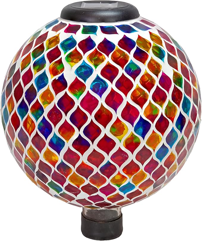 Sunnydaze 10-Inch Solar Gazing Ball for Garden - Glass Outdoor Gazing Globe - Summer Trellis