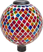 Sunnydaze 10-Inch Solar Gazing Ball for Garden - Glass Outdoor Gazing Globe - Summer Trellis