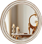 24 Inch Round Mirror - Distressed Vintage Farmhouse Mirror for Bathroom Wall, Living Room, Bedroom & Entryway, Handmade Wood Frame