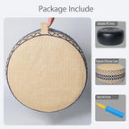 Outdoor Inflatable Ottoman with Air Pump, Embroidery Patio Footrest Stool D21”x H9”, Round Pouf Ottoman with Portable Handle Suitable for Garden, Camping, Bedroom, Living Room