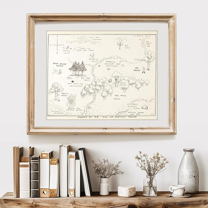 Winnie The Pooh Hundred Acre Wood Map - 8x10 Art Print (Unframed) | Neutral Nursery Decor | Kids Bedroom Wall Decor | A. A. Milne | Boys Room or Girls Room Artwork | Vintage Original Drawing
