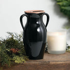 Sullivans Modern Vase with Handles, Modern Flower Ceramic Vases for Your Living Room, Home Office, and Kitchen, Minimalist Shelf for Real or Fake Flowers (CM3121) Black