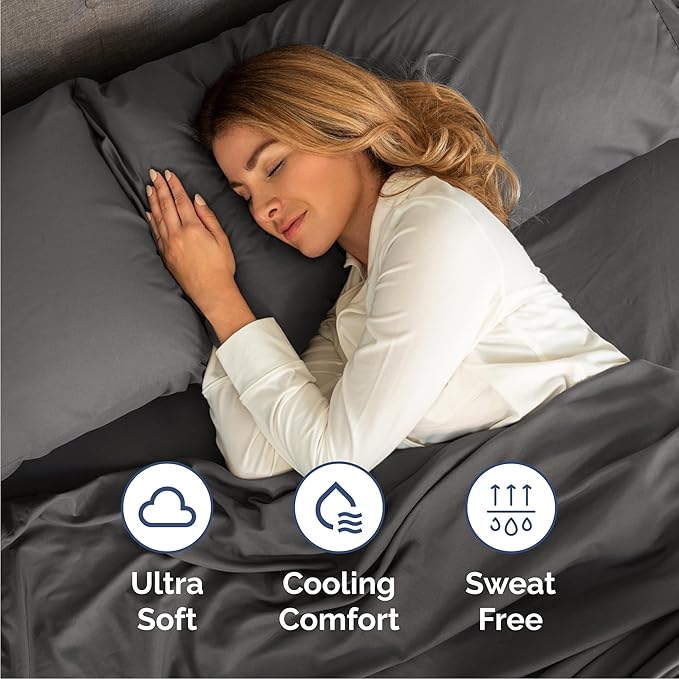 Cal King Sheets Set 6 Piece - Includes 4 Pillowcases - Bed Sheets Cal King Size - Soft Hotel Luxury Bedding - Cooling, Comfy & Breathable - 1 Flat & 1 Fitted & 4 Pillowcases w/ Deep Pockets - Charcoal