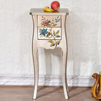 Solid Wood Side Table, Vintage Coffee Tables w/2 Drawer, 30" H Accent Rustic End Table for Living Room Bedroo (Silver)