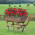 Artificial Impatiens Bouquet Flowers for Outdoors Silk Faux Flowers for Outdoor Impatiens Plants Decor Indoor Planters Kitchen Planters and Balcony Decorations 4PCS (Red)