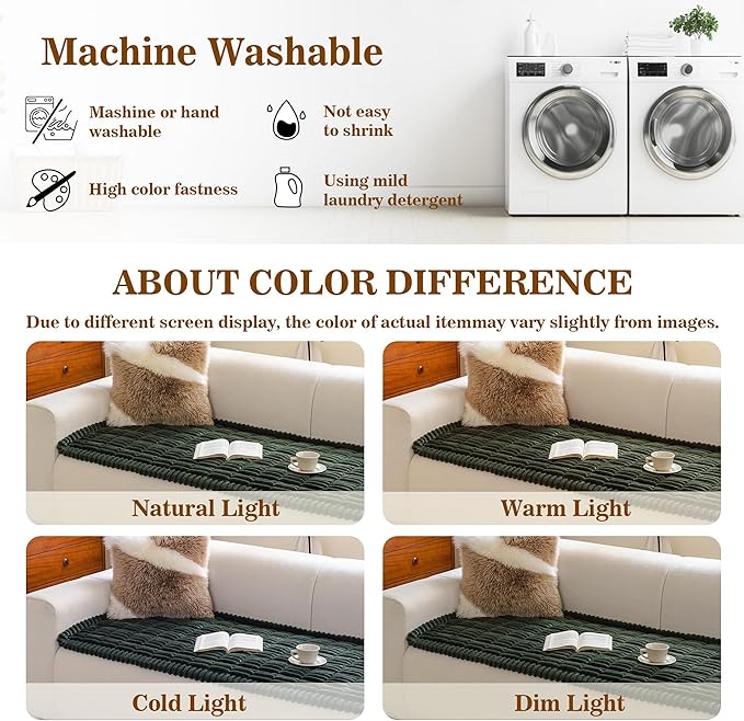 MYSKY HOME Couch Covers for 3 Cushion Sofa Pet Friendly, Couch Cover for Dogs, Sofa Covers for Pets Washable, Soft Non-Slip Sofa Slipcovers Furniture Protector Covers, Moss Green, 27.6" x 70.9"