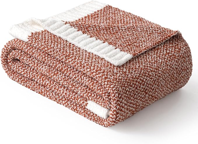 MIULEE Fall Rust Super Soft Throw Blanket for Bed, Twin Size Cozy Fluffy Warm Blankets Knit Blankets for Couch, Sofa, Chair, Living Room, Camping, Picnic, 60 x 80 inch