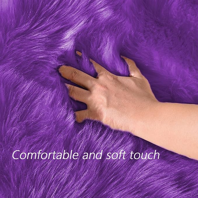 Latepis Round Fluffy Rug 5ft Purple Circle Rugs for Living Room Faux Sheepskin Furry Fur Rugs for Bedroom Boho Washable Room Rug Teen Room Décor