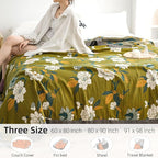 Boho Throw Blanket for Bed - 100% Pure Cotton Ultra Soft Rustic Quilt - Farmhouse Decor Bed Blankets, All Season Rustic Throw for Sofa Couch Chair(60"×80", Flower Branch)