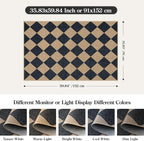 Lahome Checkered Easy Jute 3x5 Outdoor Patio Rug, Washable Rugs for Entryway Diamond Indoor Outdoor Living Room Carpet, Farmhouse Neutral Non Slip Black Door Carpet for Backyard Bedroom